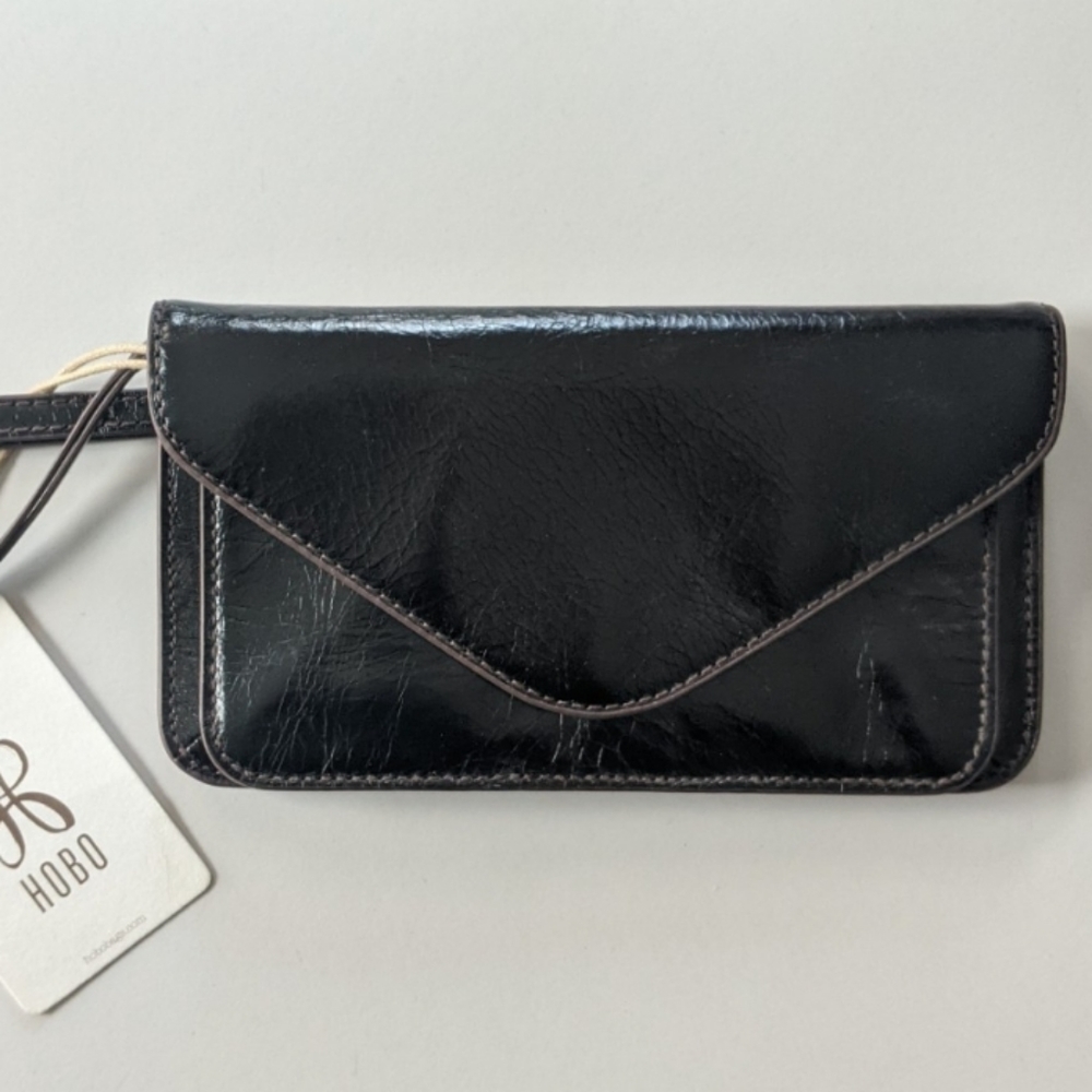 HOBO black leather clutch wristlet